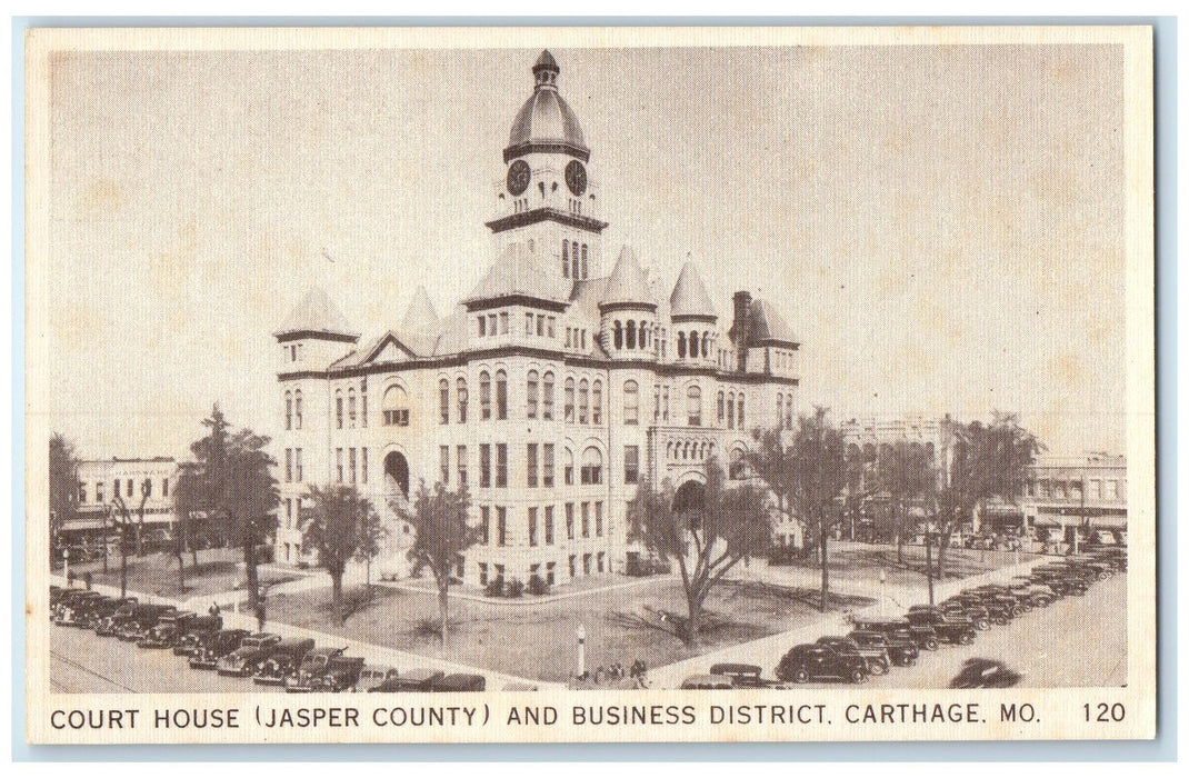 c1920's Court House & Business District Carthage Missouri MO Unposted Postcard