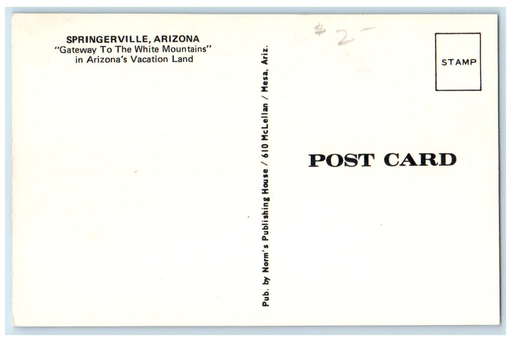 c1960s Gateway To The White Mountains Vacation Land Springville AZ Cars Postcard
