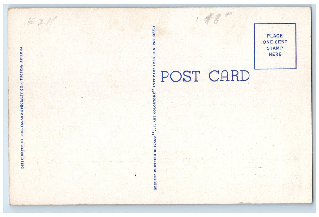 c1940's Congress Street Looking West Tucson Arizona AZ Unposted Cars Postcard