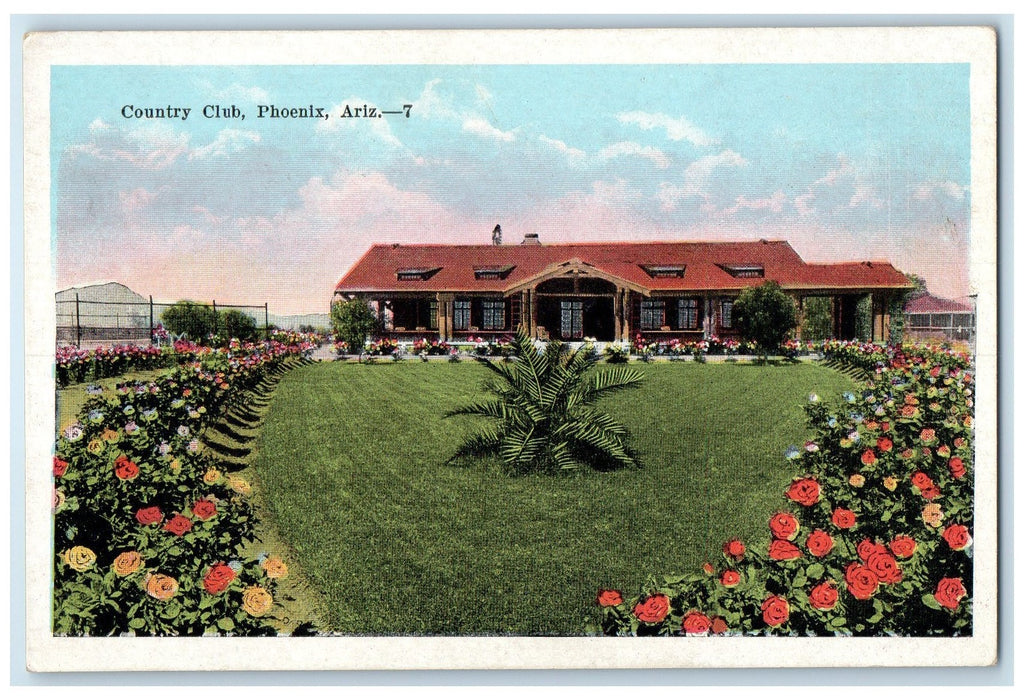 c1920's Country Club Flowers Scene Phoenix Arizona AZ Unposted Vintage Postcard