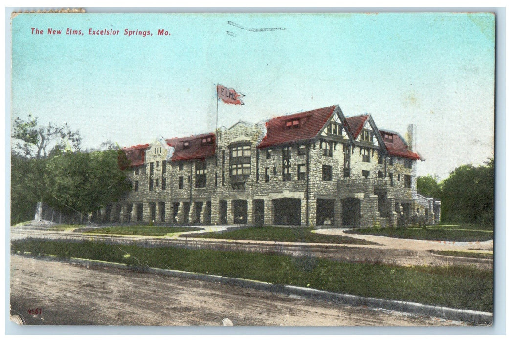 1910 New Elms Dirt Road Building Excelsior Springs Missouri MO Posted Postcard