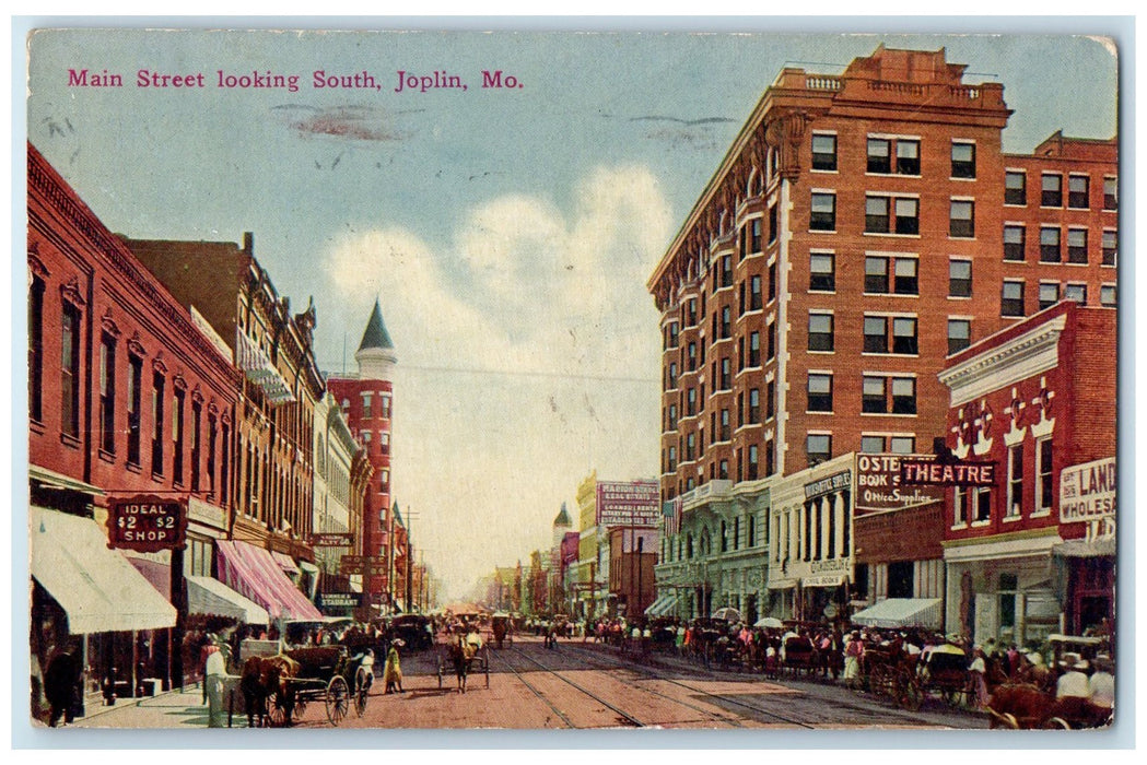 1910 Main Street Looking South Carriages Joplin Missouri MO Unposted Postcard