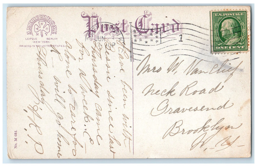 c1910's Bathing At Compo Beach Boat Sightseeing Westport Connecticut CT Postcard