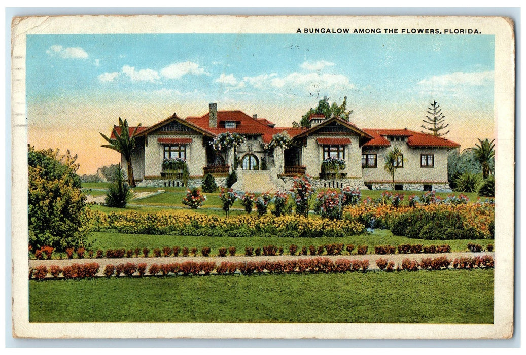 1921 A Bungalow Exterior Among The Flowers View Jacksonville Florida FL Postcard