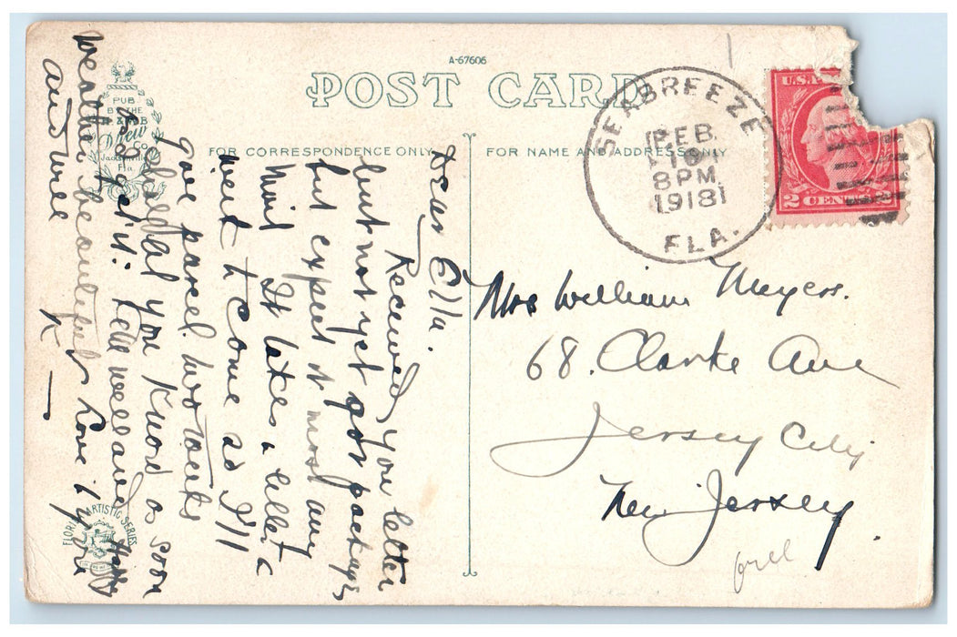 1918 The Clarendon Hall Entrance Scene Seabreeze Florida FL Posted Cars Postcard