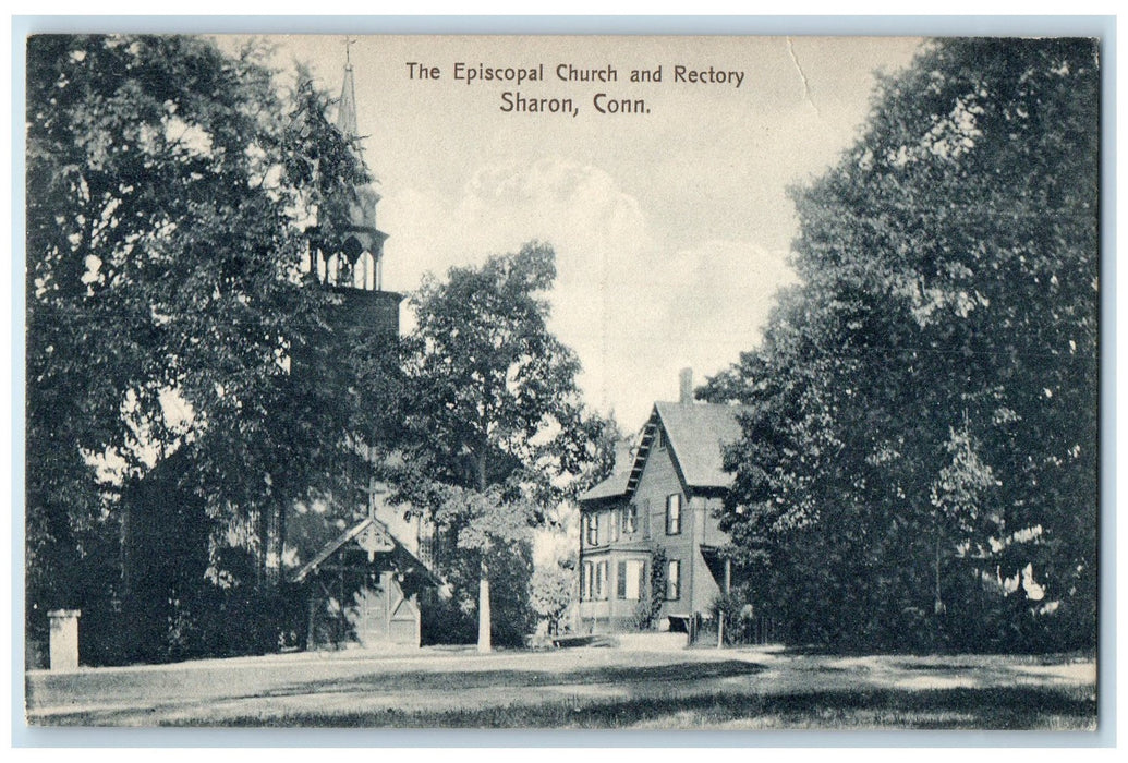 c1950's The Episcopal Church & Rectory Building Sharon Connecticut CT Postcard