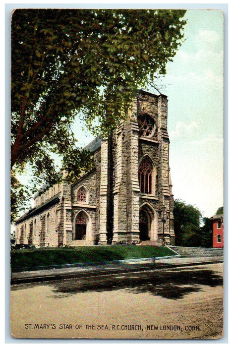 c1950's St. Mary's Star Of The Sea Roman Catholic Church New London CT Postcard