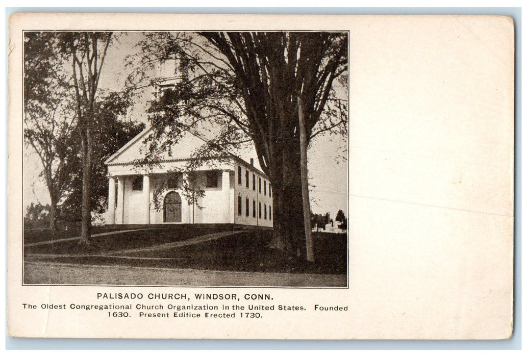 1905 Palisado Church Oldest Congregational Church Building Windsor CT Postcard