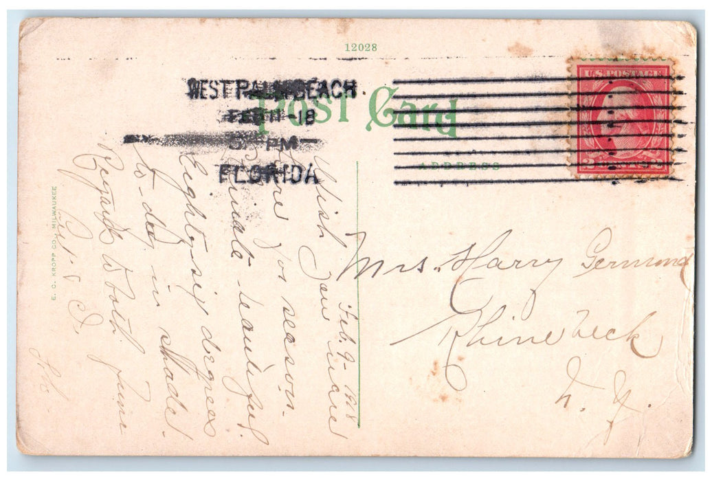 1918 Typical Florida Homes Roadside West Palm Beach Florida FL Posted Postcard