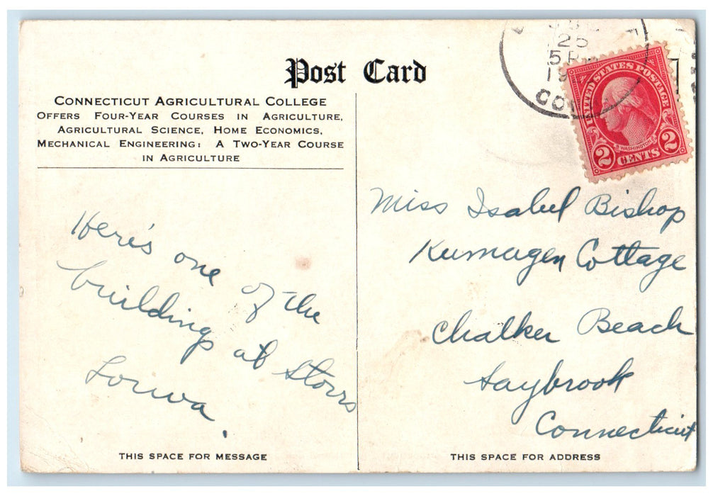 c1920 Vista On The Campus Agricultural College Connecticut CT Unposted Postcard