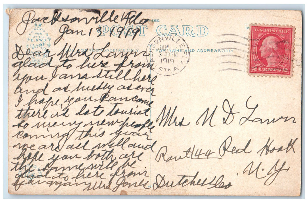 1919 City Hall Exterior Roadside Jacksonville Florida FL Posted Horses Postcard