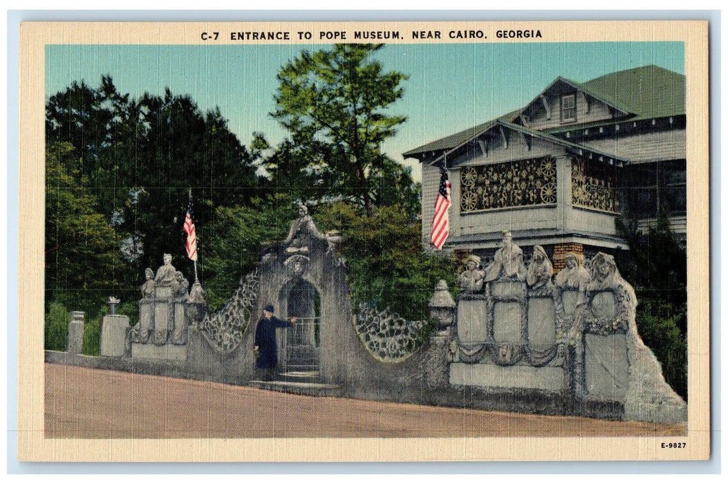 c1940's Entrance To Pope Museum Exterior Near Cairo Georgia GA Unposted Postcard