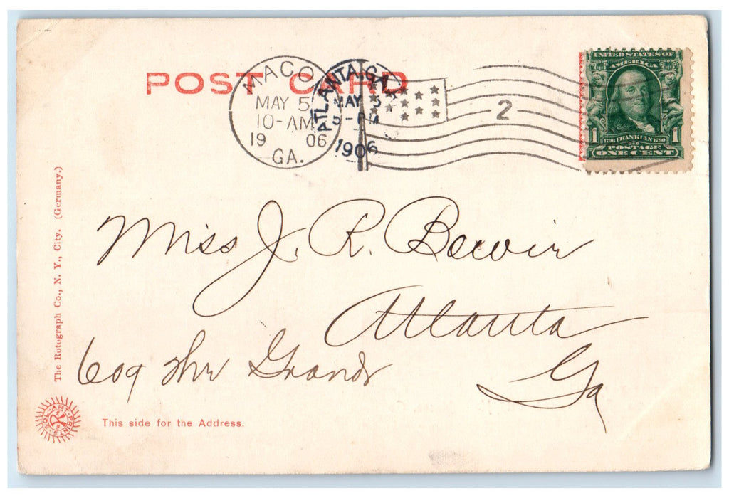 1906 Auditorium And City Hall Exterior Macon Georgia GA Posted Carriage Postcard