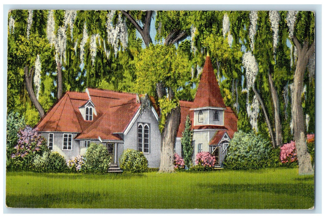 1939 Christ Church Near Sea Island Beach St. Simons Island Georgia GA Postcard