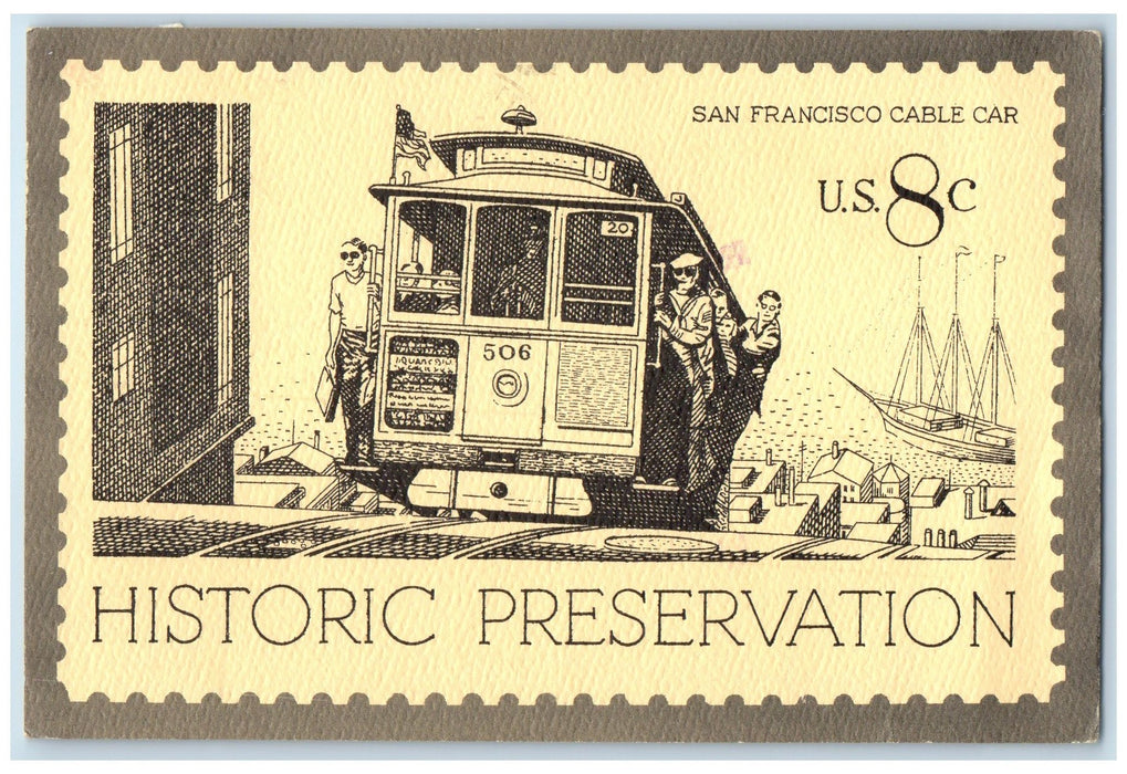 1988 Stamp For Commemorating Historic Preservation Cable Car Oakland CA Postcard