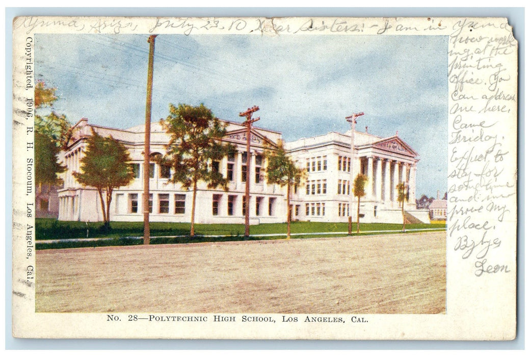 1910 Polytechnic High School Campus Los Angeles California CA Cancel Postcard