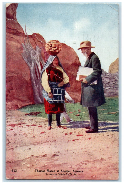 1911 Thomas Moran On Line Of Santa Fe Railroad View At Acoma Arizona AZ Postcard