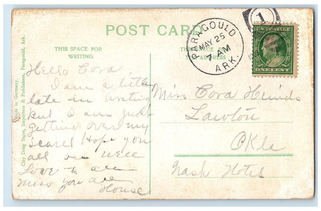 1909 Paragould Sanitarium Exterior Roadside Paragould Arkansas AR Trees Postcard