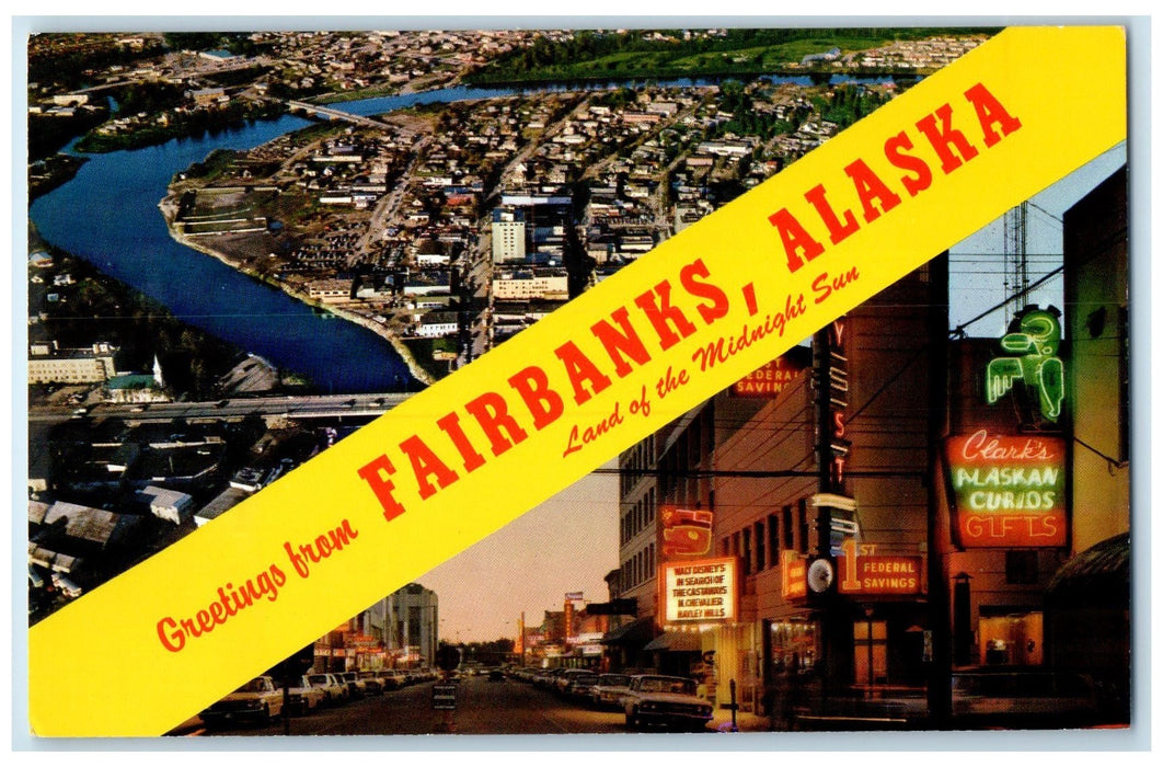 c1950's Greetings From Fairbanks Land Of The Midnight Sun Alaska AK Postcard