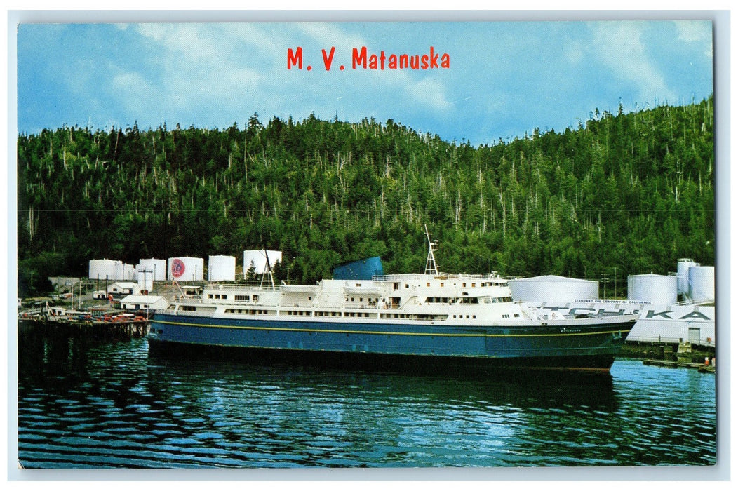 c1950's MV Matanuska Marine Highway Fleet Passenger Ship View Alaska AK Postcard