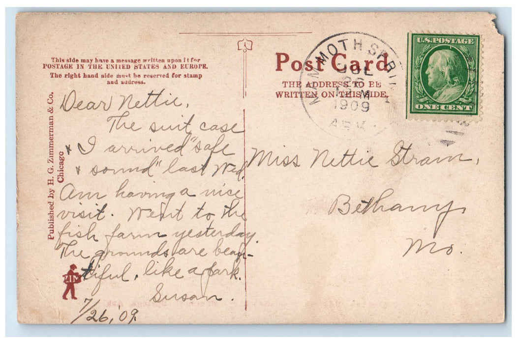 1909 Government Bldg. Fish Hatchery Mammoth Springs Arkansas AR Trees Postcard