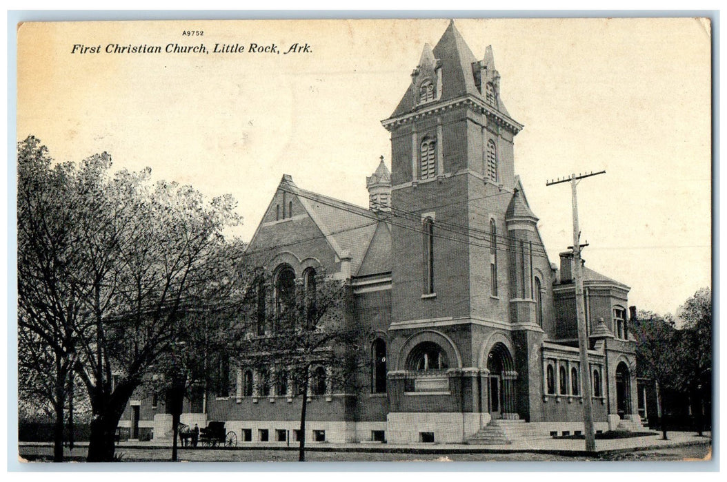 1910 First Christian Church Exterior Roadside Little Rock Arkansas AR Postcard