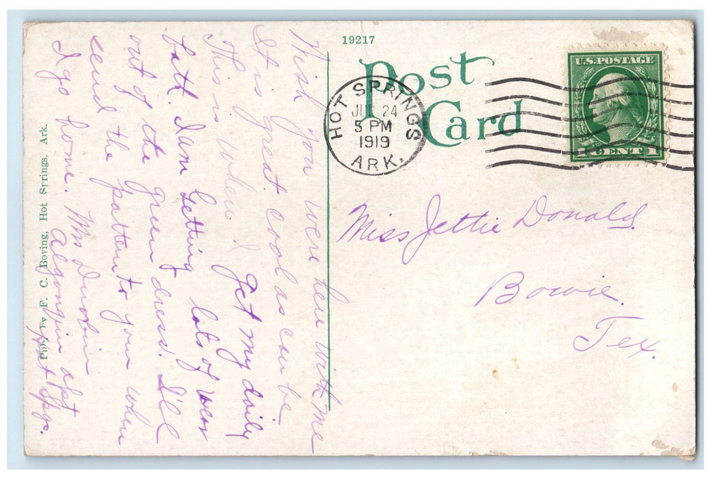 1919 Buckstaff Baths US Reservation Exterior Hot Springs Arkansas AR Postcard