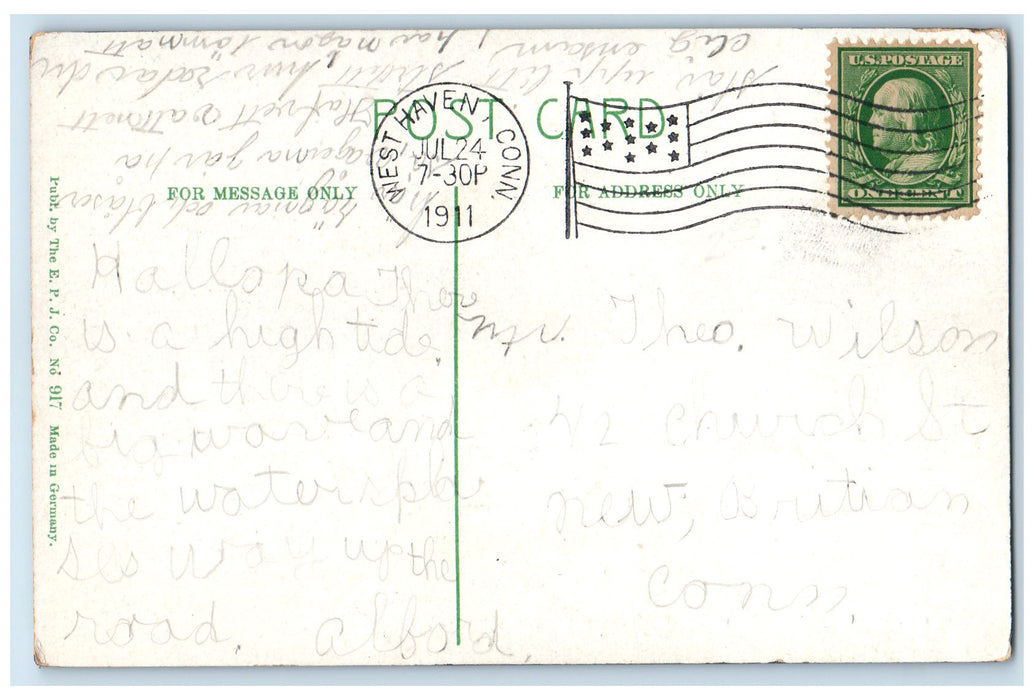 1911 Moonlight Scene Savin Rock West Haven Connecticut CT Posted Waves Postcard