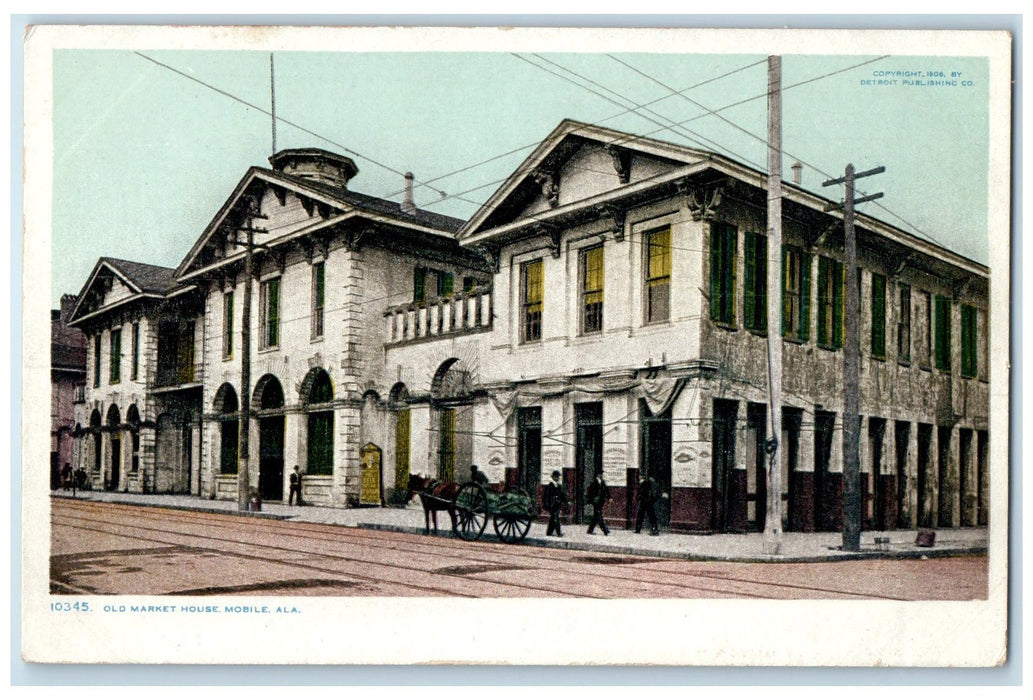 c1940 Old Market House Building Horse Wagon Dirt Road Mobile Alabama AL Postcard