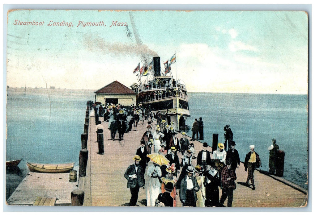 1907 Steamboat Landing Pier Passenger Plymouth Massachusetts MA Posted Postcard