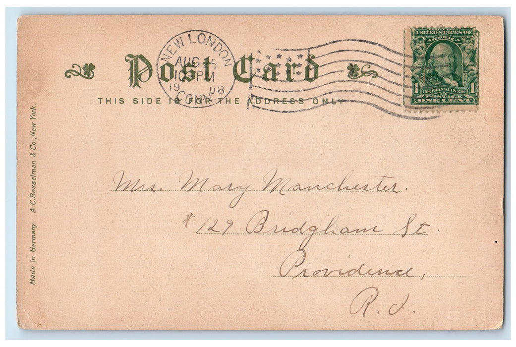 1908 Monument Of The 21st Regiment CT New London Connecticut CT Posted Postcard