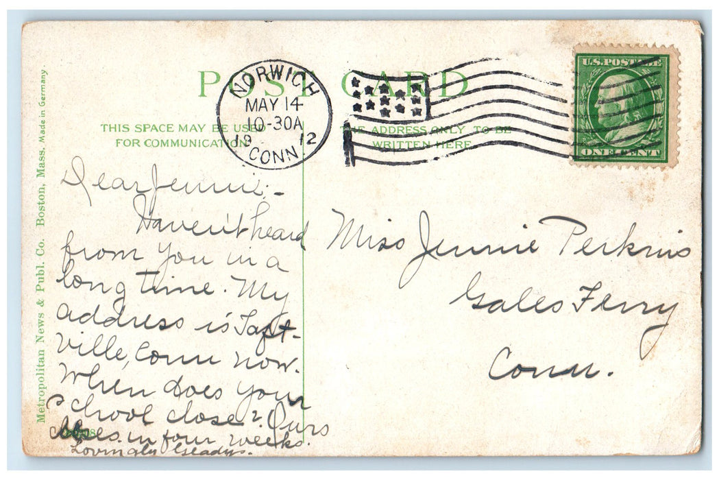 1912 Mohegan Park Trees Reflection Scene Norwich Connecticut CT Posted Postcard