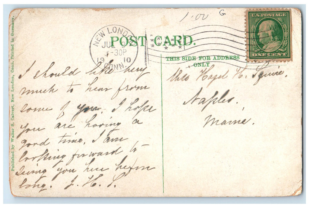 1910 Fort Griswold And Groton Monument Groton Connecticut CT Posted Postcard