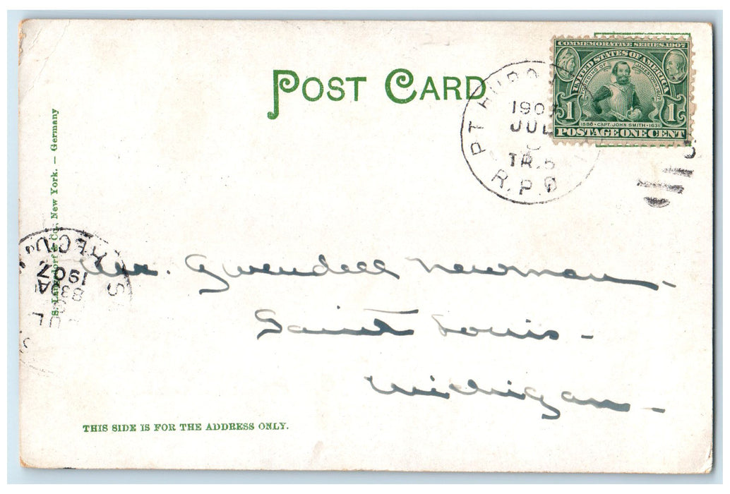 1907 St. Clair River Steam Boat Ship View Port Huron Michigan MI Posted Postcard