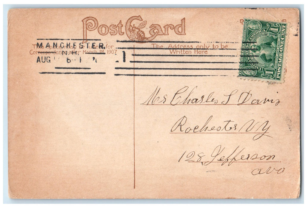 1907 First Church Of Christ Scientist Manchester New Hampshire Posted Postcard