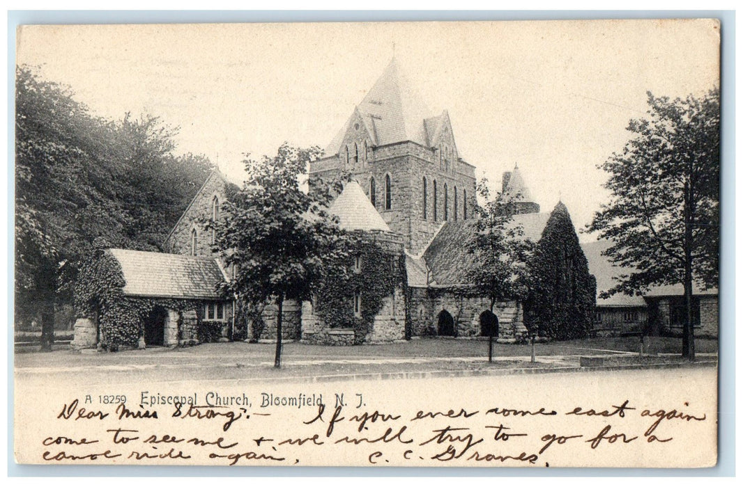 1907 Episcopal Church Building Ground Boomfield New Jersey NJ Posted Postcard