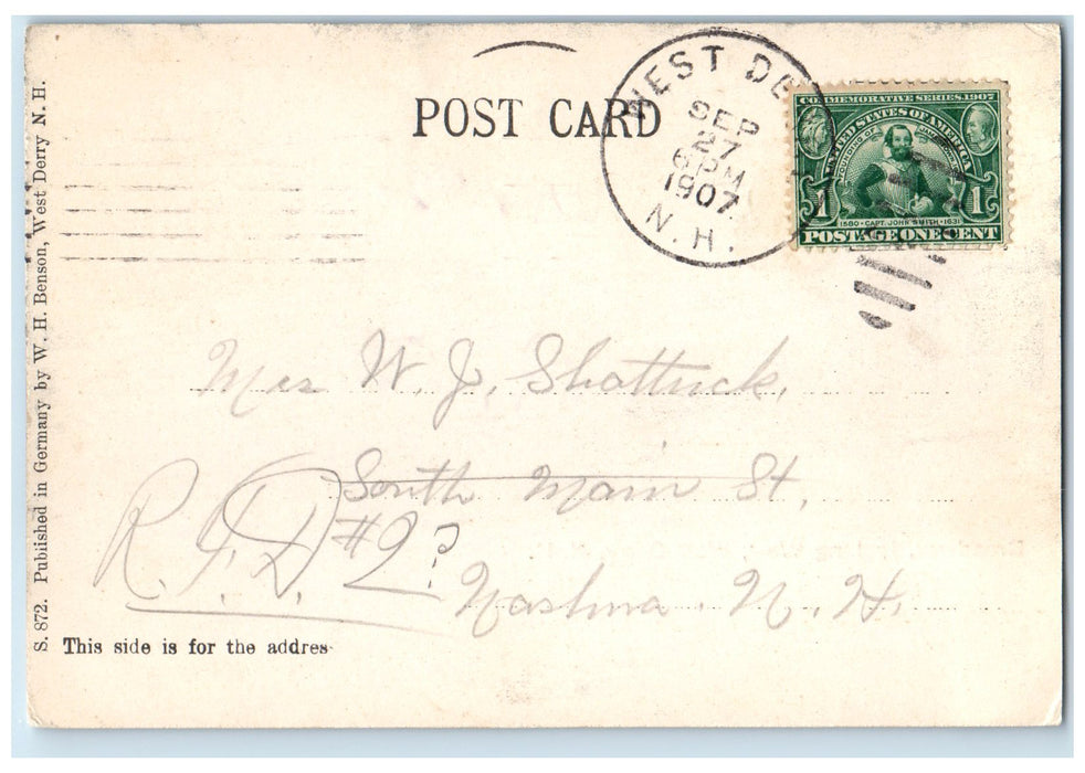 1907 Broadway Horse Carriage Dirt Road View West Derry New Hampshire NH Postcard