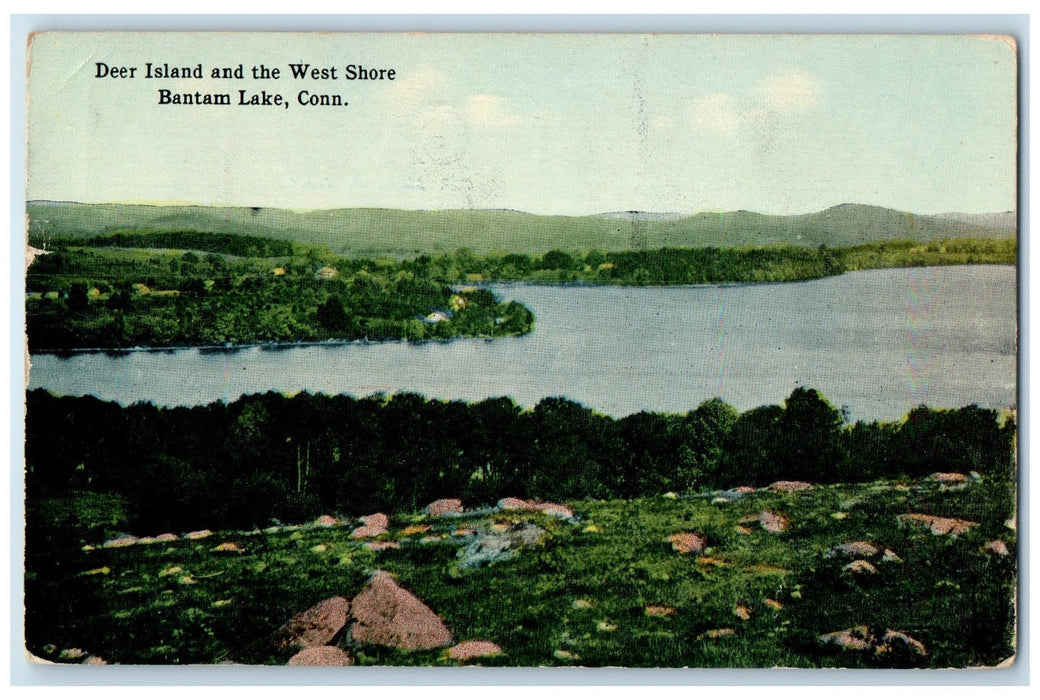 1917 Deer Island And The West Shore Bantam Lake Connecticut CT Posted Postcard