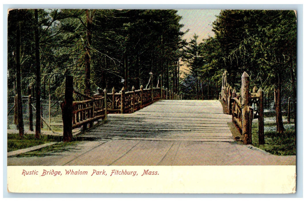 1907 Rustic Bridge Whalom Park Street Grove Fitchburg Massachusetts MA Postcard