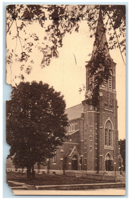 1911 Mary's Catholic Church Exterior Pomfret Connecticut CT Posted Tree Postcard