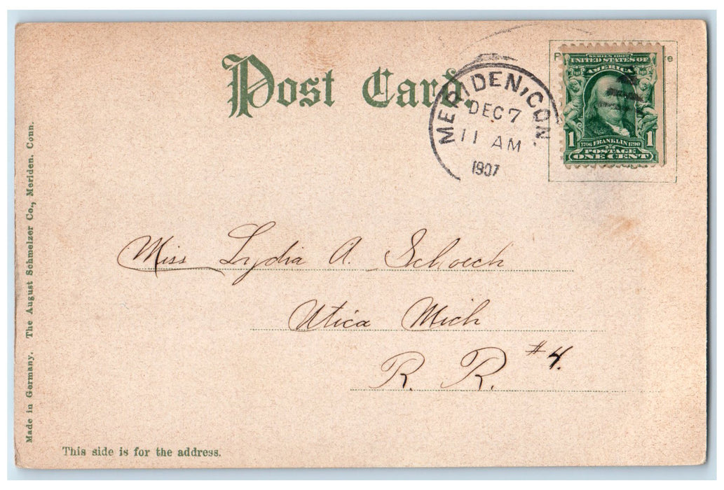 1907 South Broad Street From East Main Street Meriden Connecticut CT Postcard