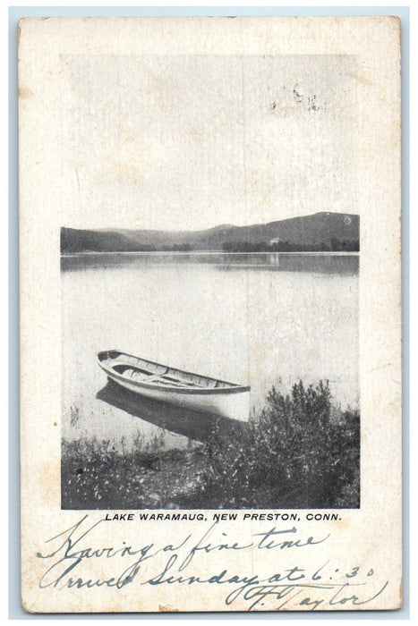 1904 Lake Waramaug Canoe Boat New Preston Connecticut CT Posted Vintage Postcard