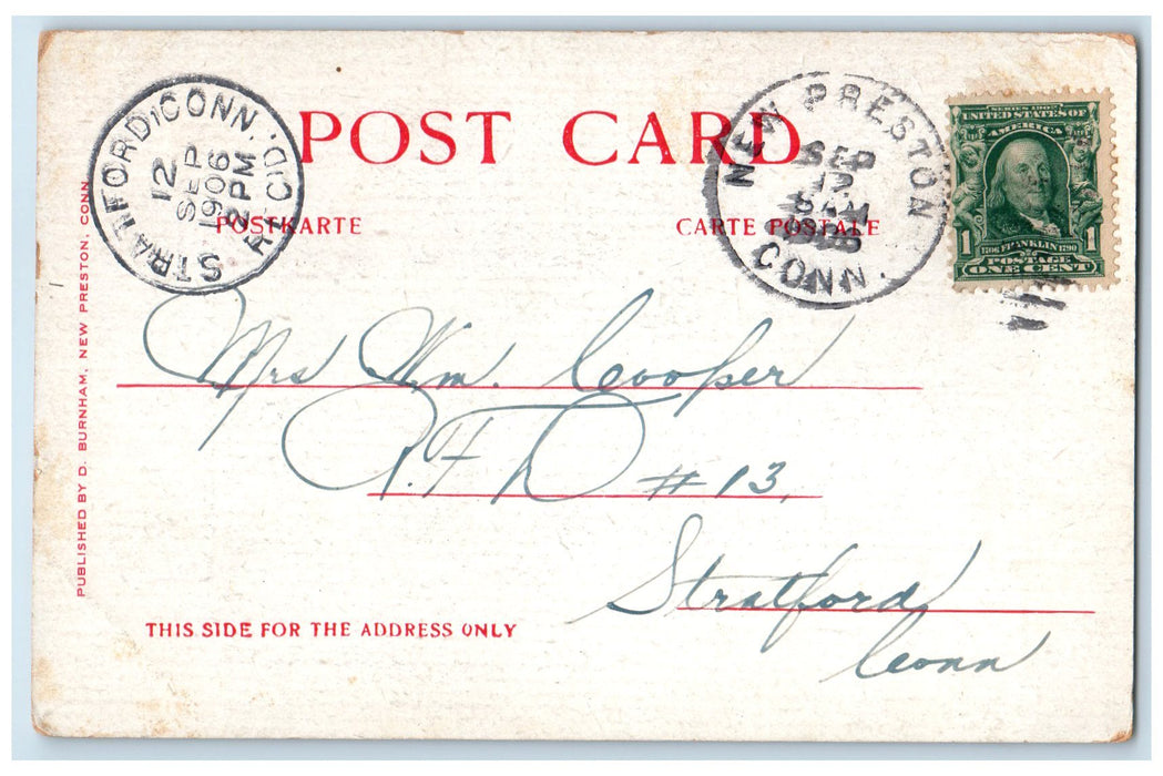 1904 Lake Waramaug Canoe Boat New Preston Connecticut CT Posted Vintage Postcard