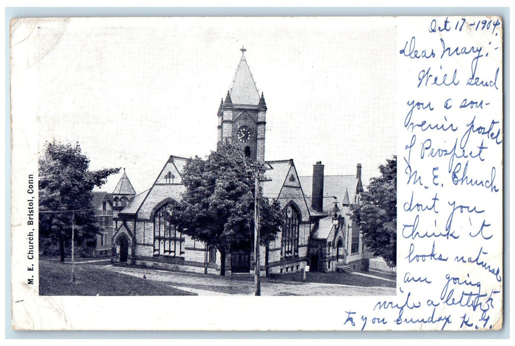 1904 Methodist Episcopal Church Exterior Bristol Connecticut CT Posted Postcard