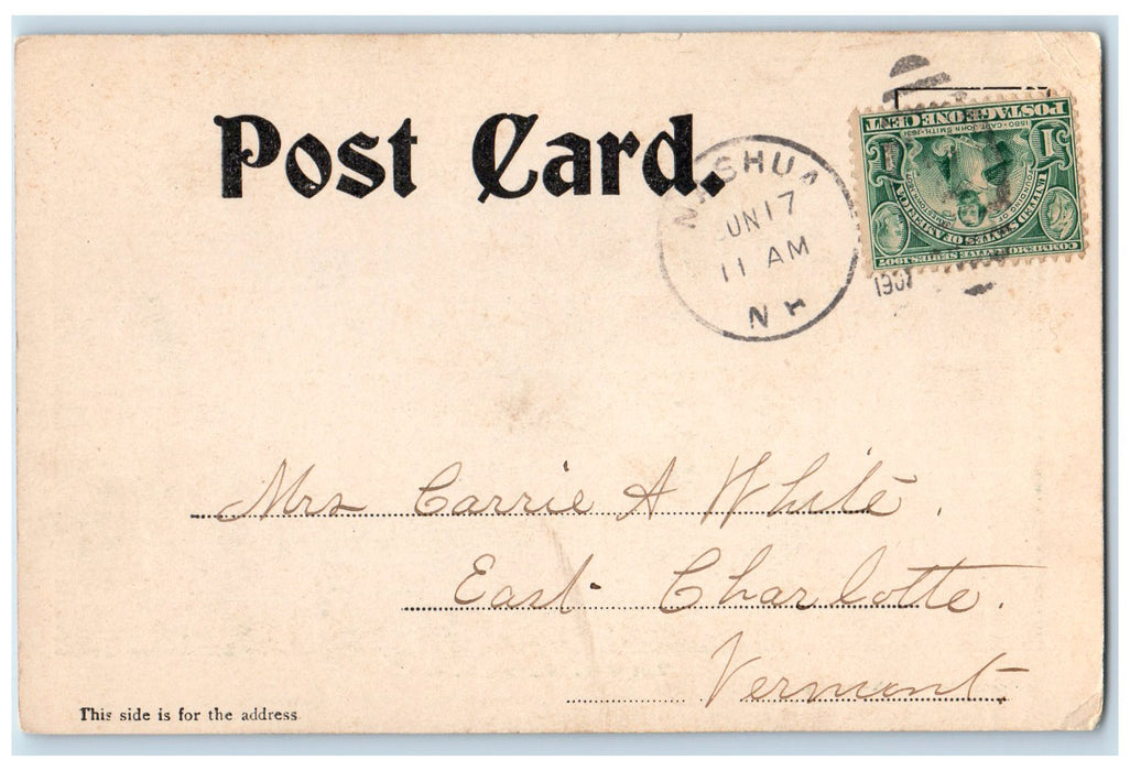 1907 The Dam River Water Falls Reservoir Source Nashua New Hampshire NH Postcard
