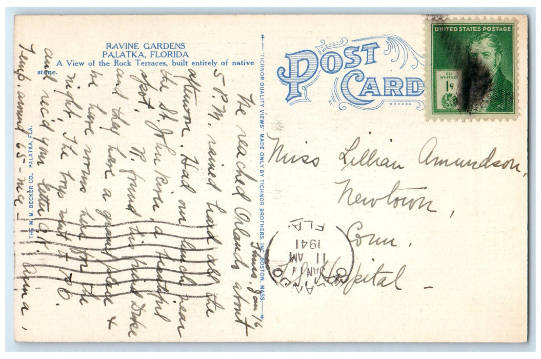 1941 Ravine Gardens Landscaping Steps Flowers Trees Palatka Florida FL Postcard