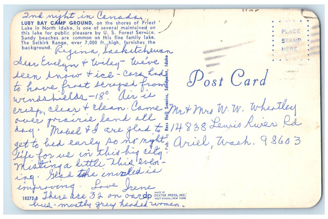 c1950 Luby Bay Camp Ground Family Bathing Boating Priest Lake North ID Postcard