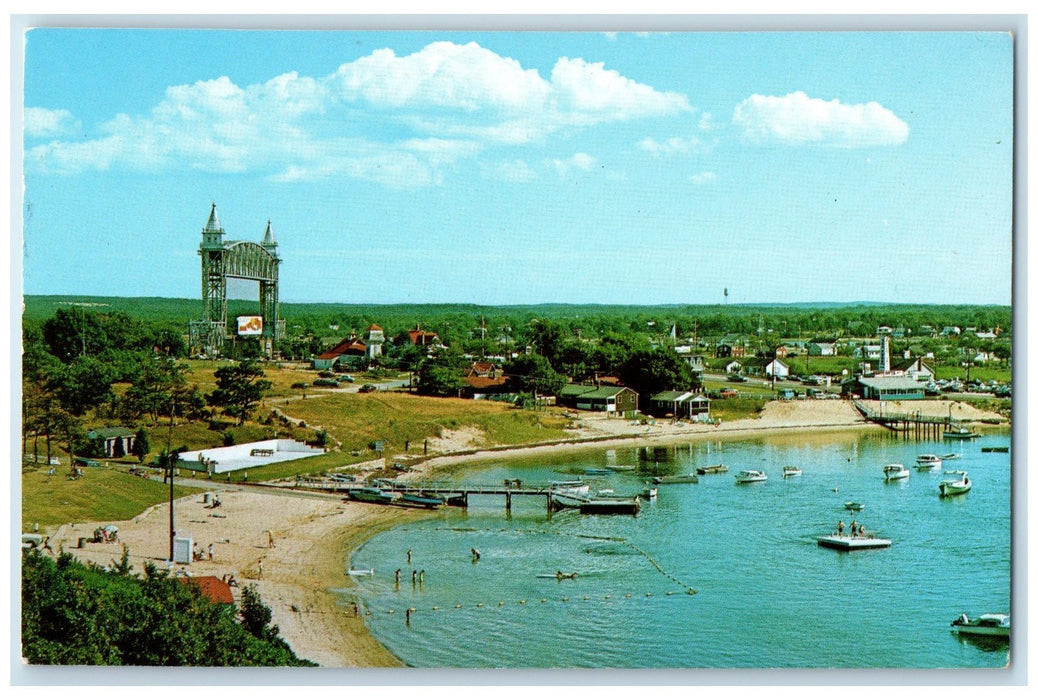 c1950's Buzzards Bay Seashore Bathing Boats Tower View Massachusetts MA Postcard