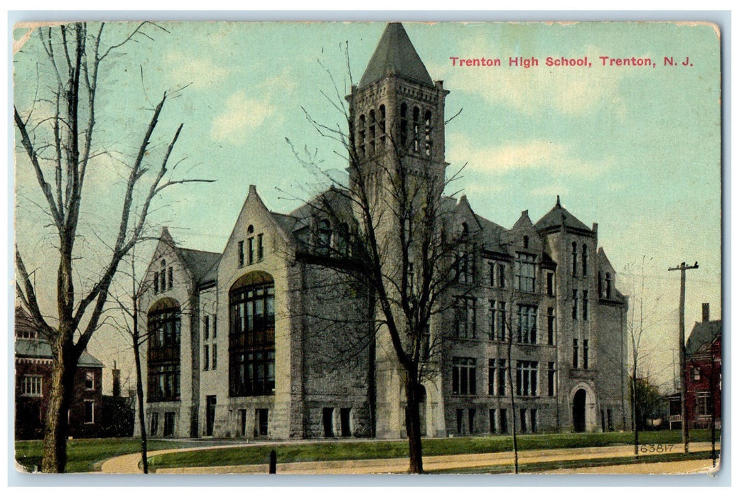 1912 Trenton High School Campus Building Tower Trenton New Jersey NJ Postcard