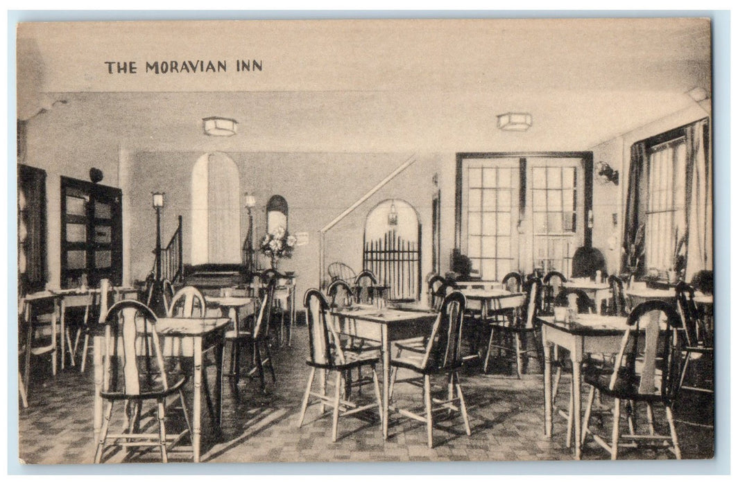 c1940's The Moravian Inn Restaurant Interior New Castle Pennsylvania PA Postcard